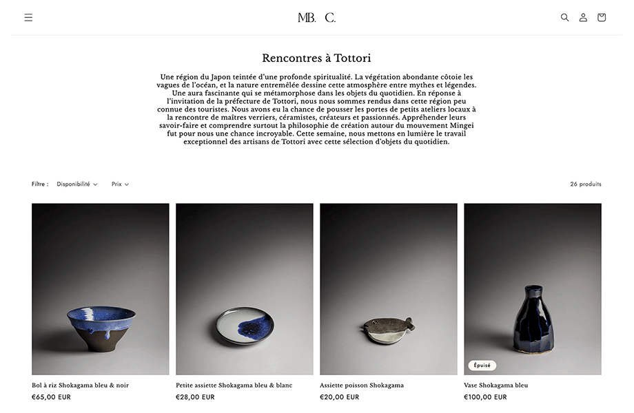 フランスのオンラインショップ「MB.C.」での販売開始しました。
